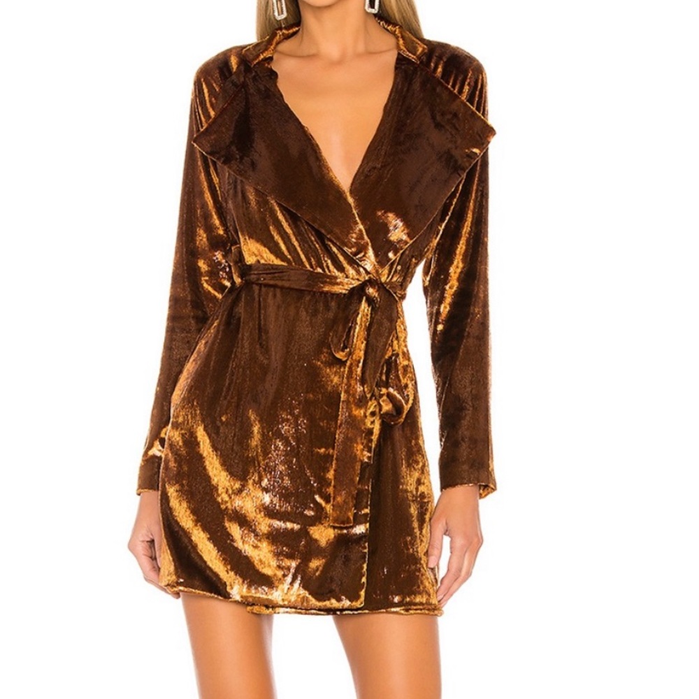 Norton Mini Dress in Copper Brown
